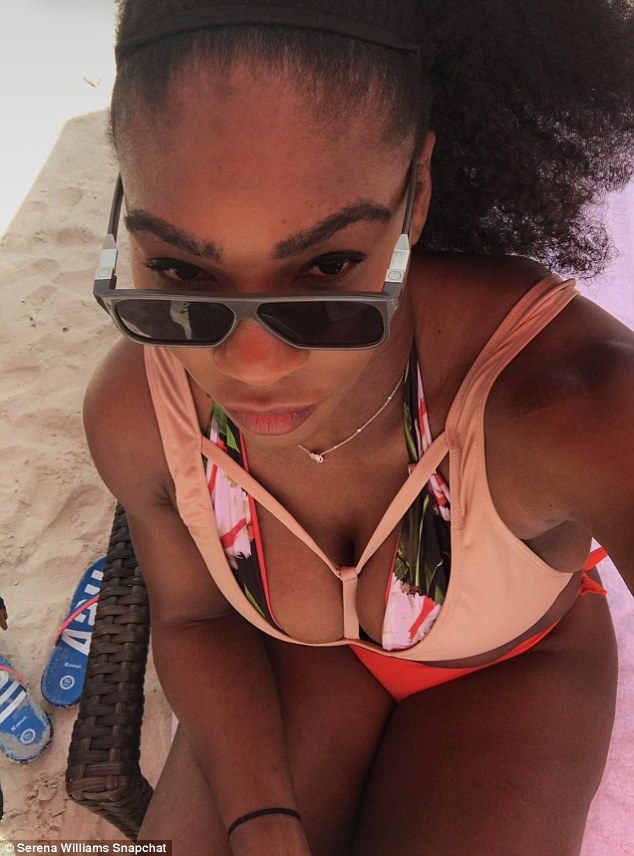 Serena WIlliams tennis pro flaunted her ample bosom in a sexy bikini while on vacation