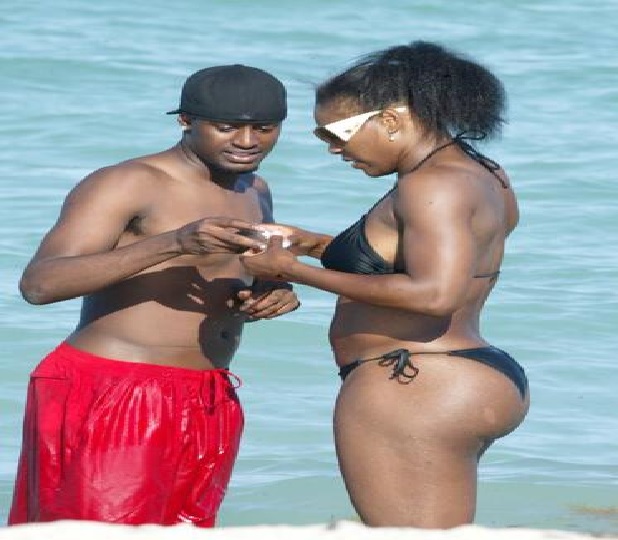 Serena Williams and boyfriend Jackie Long spend a day on Miami Beach. The couple swam,